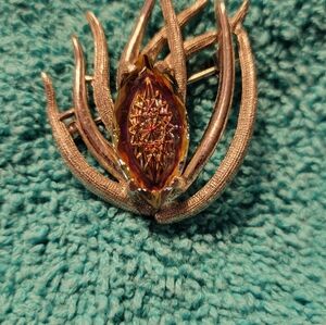 Vintage Elegant Elizabeth Morrey Gold and Purple Brooch